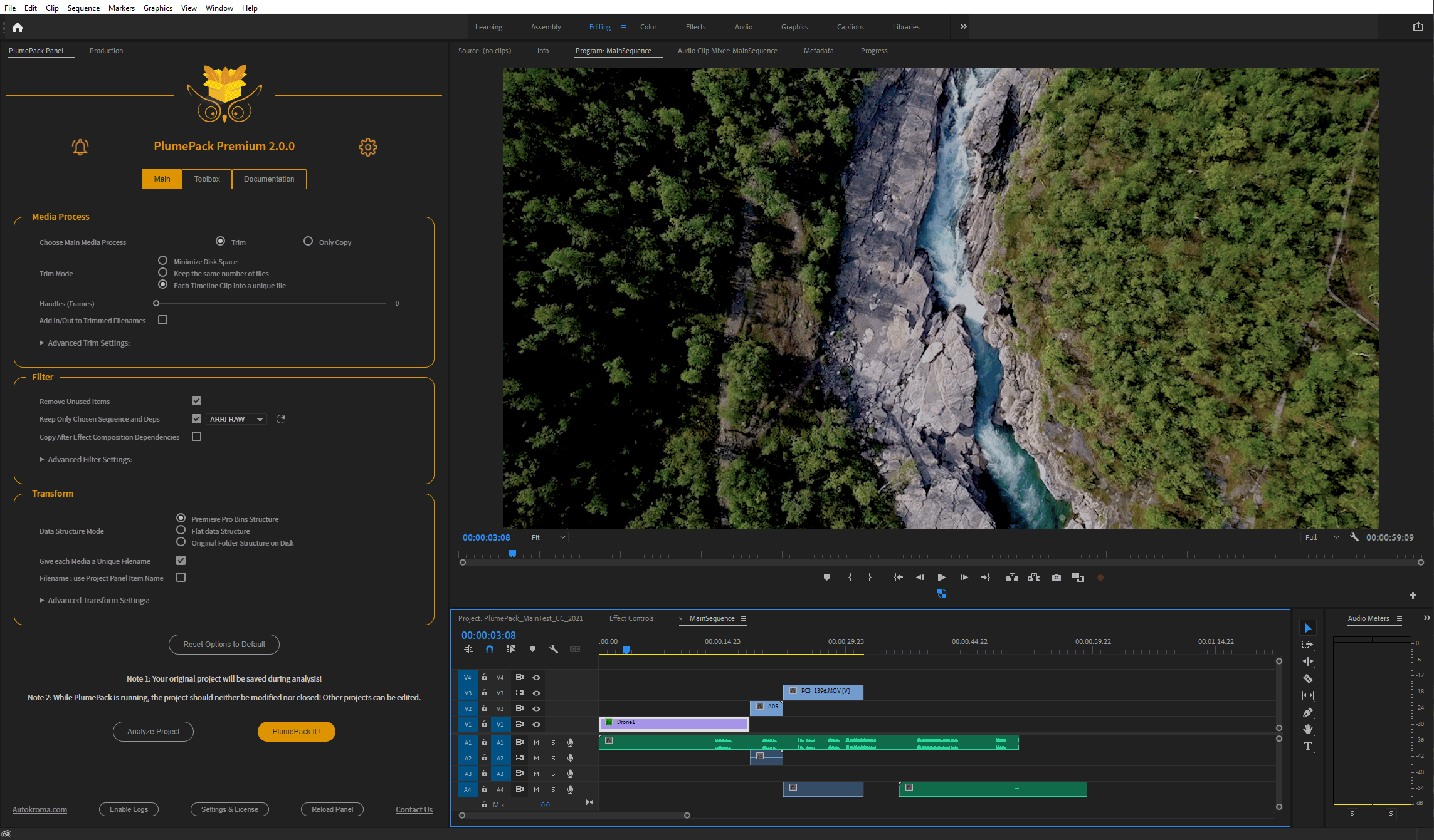 PlumePack for Premiere Pro (Project Manager & Trim engine)