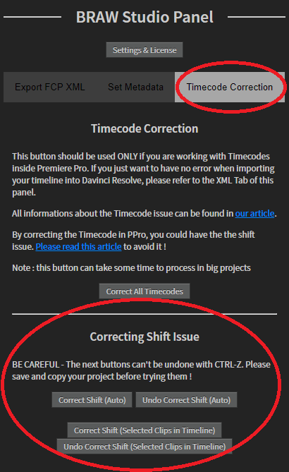 Shift Panel Shift Correction