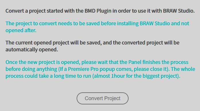 How to convert your project to BRAW Studio ?