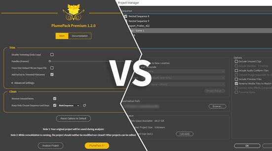 PlumePack VS Premiere Pro Project Manager